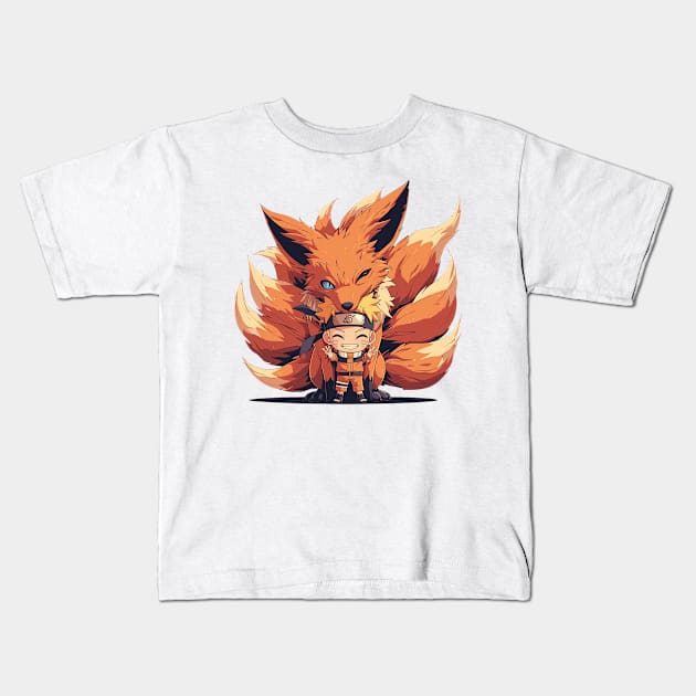 kurama and naruto Kids T-Shirt by peterdoraki